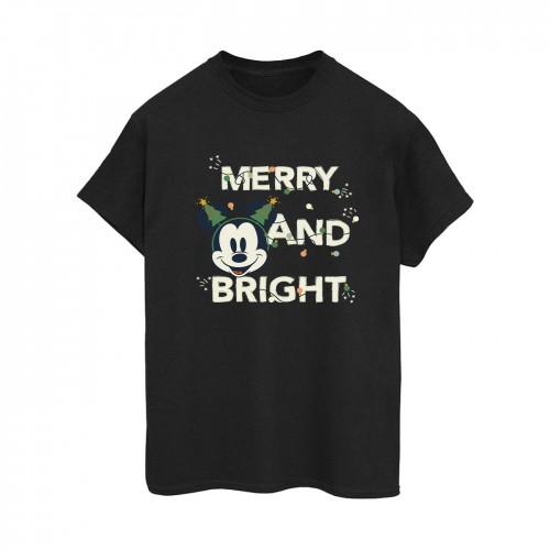 Disney Womens/Ladies Mickey Mouse Merry & Bright Cotton Boyfriend T-Shirt