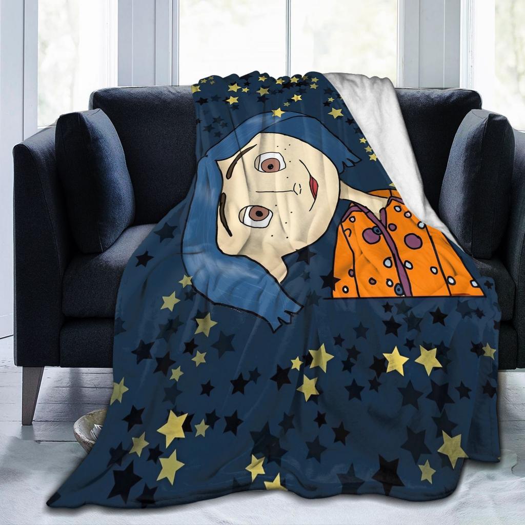 Coraline Halloween Horror Blanket Velvet Print Breathable Lightweight Thin Throw Blanket for Bed Office Bedspreads