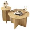 Modern 2-Piece Wood Nesting Table Set – Round Couch Tables & Coffee Tables in Scandinavian Design, Space-Saving, Sturdy MDF/PB Construction