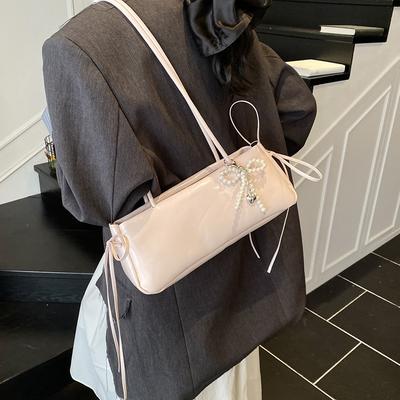 Stylová jednoduchá taška dámská nová trendy všestranná dojížděcí taška přes rameno ležérní taška pod paži s mašlí