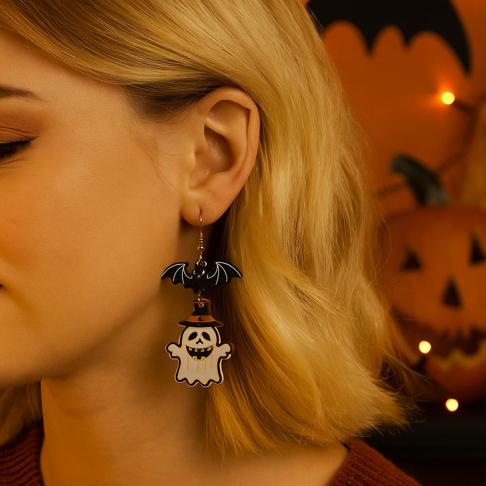 Spider Halloween Earrings Bat Pumpkin Dangle Earrings Cute Ghost Ear Studs  All Saints' Day