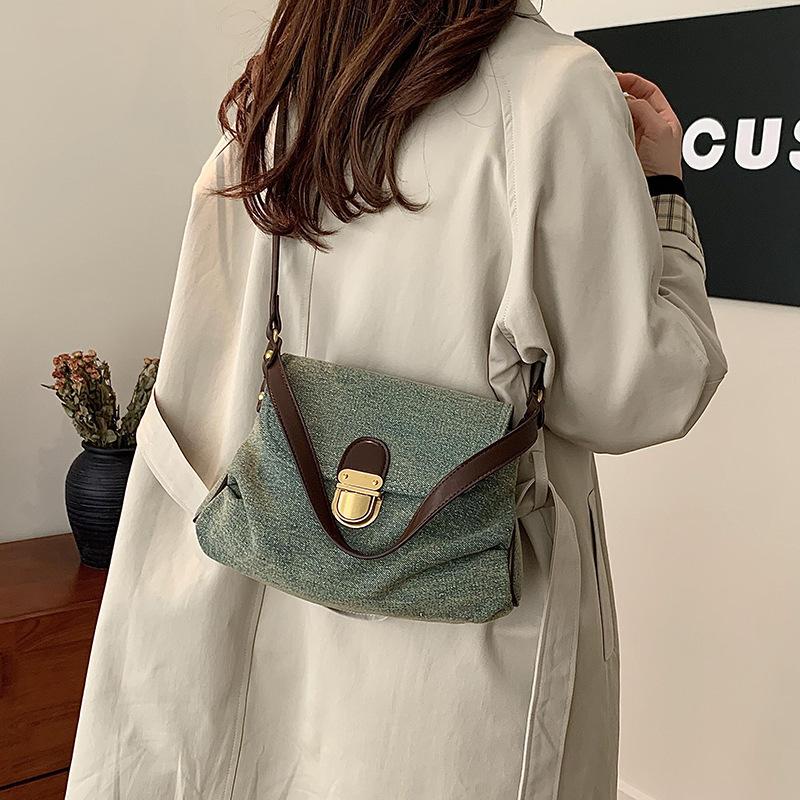 

Нишевый дизайн джинсовая ретро сумка-мессенджер женская 2025 новая трендовая повседневная сумка-плиссе через плечо для поездок на работу синий