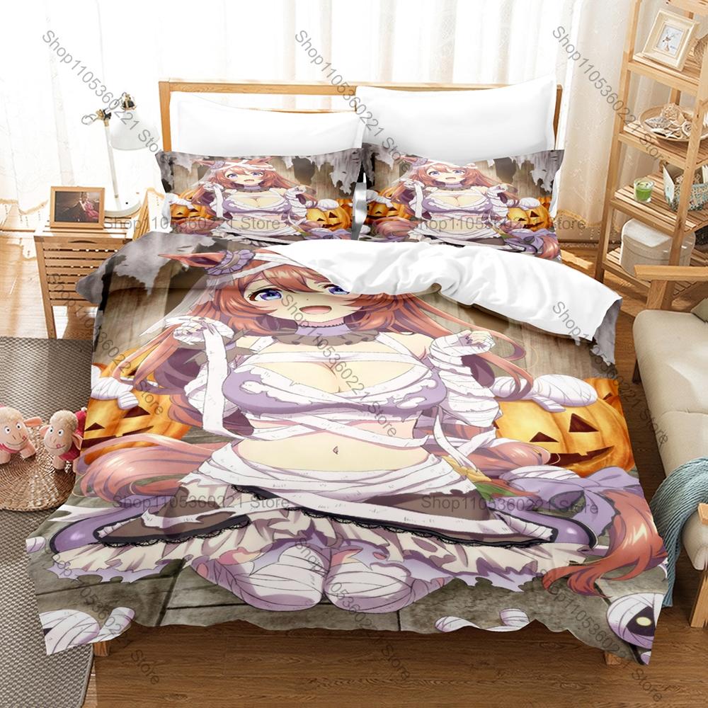 Cool Adorable Gothic Cute Mummy Girls Anime Character Bedding Set 1 Duvet Cover + 2 Pillowcases HD Digital Print Bed Linen