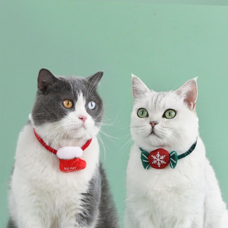 Pack of 2 Plush Pet Collars Funny Christmas Party Dogs Collar Pet Party Neckwear Cats Collar for Festival Celebration