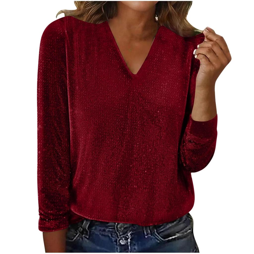 Women's Solid Color Long Sleeved Fashionable Women's Casual Top