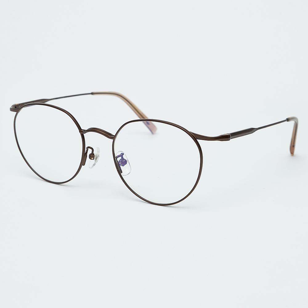 Alloaiweeo [Illusionist] Oversized Round Titanium Brown Eyeglass Frames Il8404 1616M