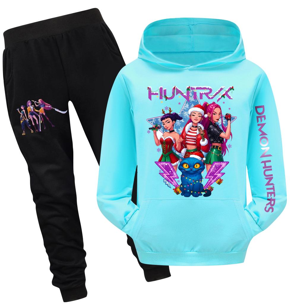 Children's Hooded Top And Pants Two-piece Tracksuit Set Long-sleeved Printed Sweatshirt Set