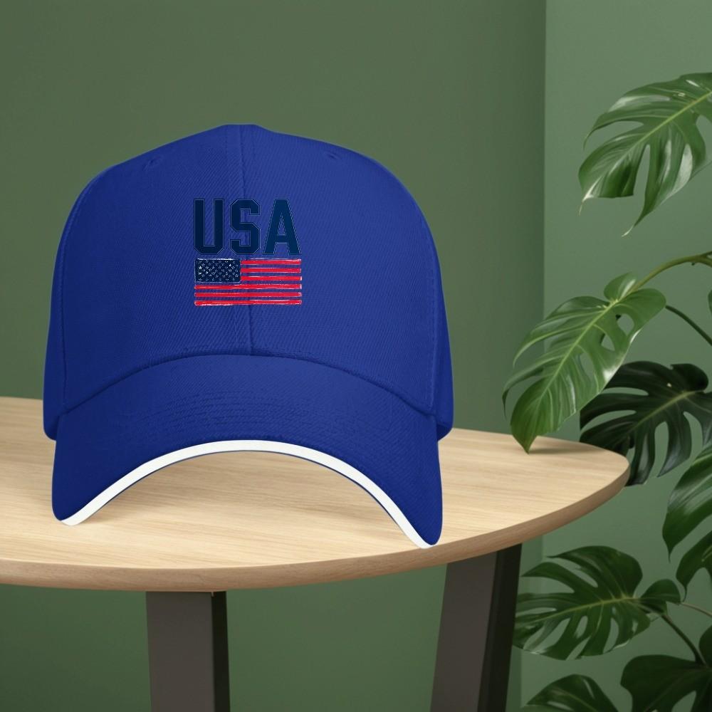 USA Flag Graphic Baseball Cap Polyester Breathable Adjustable Patriotic Casual Adult Hat