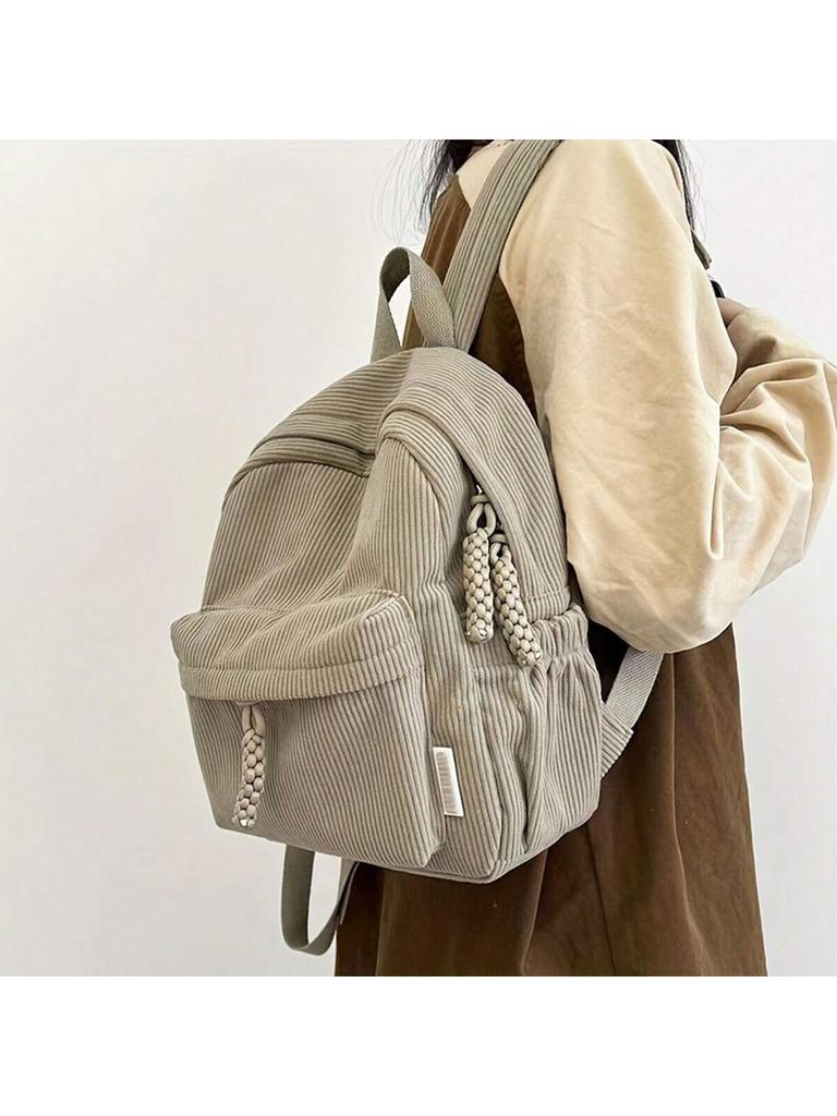 Mochila Compacta de Pana Elegante Versátil Informal para Viaje Ligera Moderna Moda Mochila de Día Para Mujeres