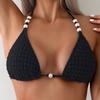 Women Solid Pearl Three Piece Sexy Bikini Swimwear For Beach Hot Spring