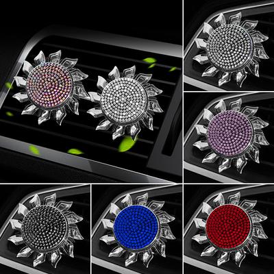Car Air Freshener Spinning Car Vent Clip Fragrance Diffuser Bling Diamonds Stying Fan Shape Auto Decor Interior Accessories