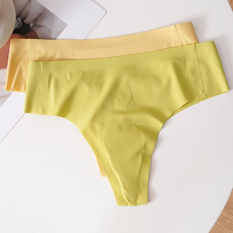 CINOON Sexy Women's Ice Silk Thongs Low-Waisted Breathable Sport G-string Female Seamless Yoga Quick-Drying Briefs