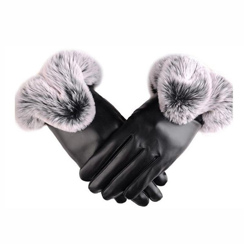

Зимние теплые перчатки Plus Velvet Thick Ski, кожаные перчатки для езды на велосипеде и сенсорного экрана Women s hair