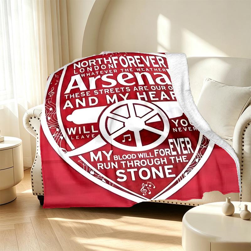 Arsenal F.C Pattern Blanket for Home Decoration, Bed, Sofa, Car Travel, Camping, Suitable for All Seasons, Birthday Christmas Gift