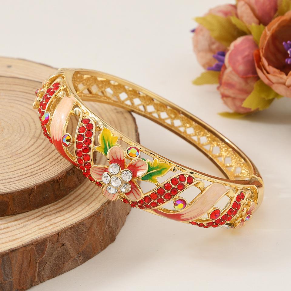 New Hollow Carved Enamel Multi-color Open Bracelet