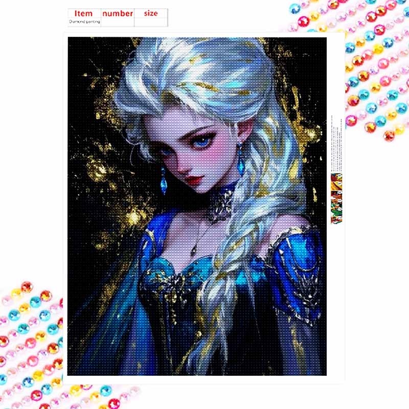 Disney Diamond Painting Set Elsa Blue Ice Queen Home Decor Craft, Perfect Handmade DIY Gift Idea