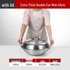 Extra Thick Stainless Steel Double Ear Wok - Large Round Bottom Pot for Commercial Kitchens, Gas Stove Compatible