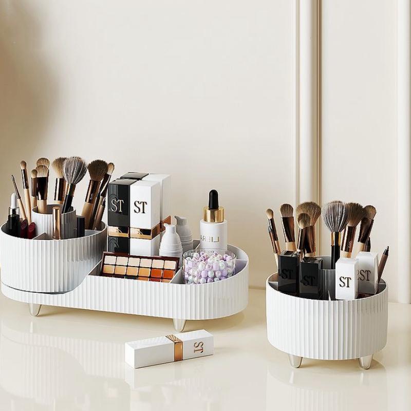 360°Rotating Makeup Organizer for Vanity Makeup Brush Holder Cosmetic Organizer Lipstick Eyebrow Pencil Holder Jewelry Container
