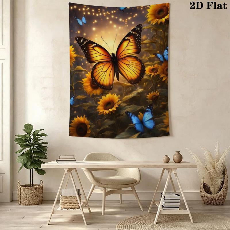Sunflower and Butterfly Pattern Home Decor Tapestry, Wall Hanging, Decorative RV Wall Cloth.MGT0918517