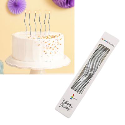 6Pieces Functional Curved Decorative Cake Candles with Gold Plating for Birthday and Anniversary Party Decorations