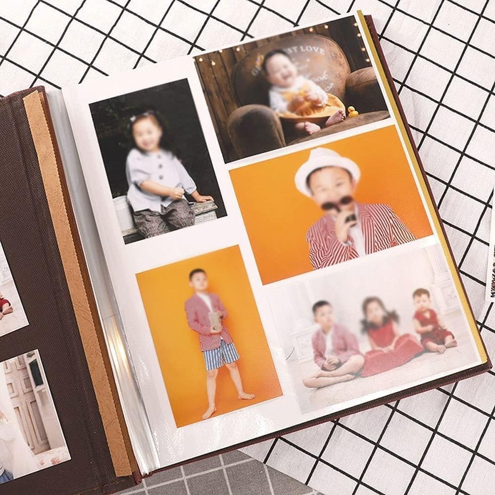 DIY Handmade Photo Album Paste Extra Large Capacity Picture Album with Vintage Leather Cover, Family,Wedding, Travel Photo Book