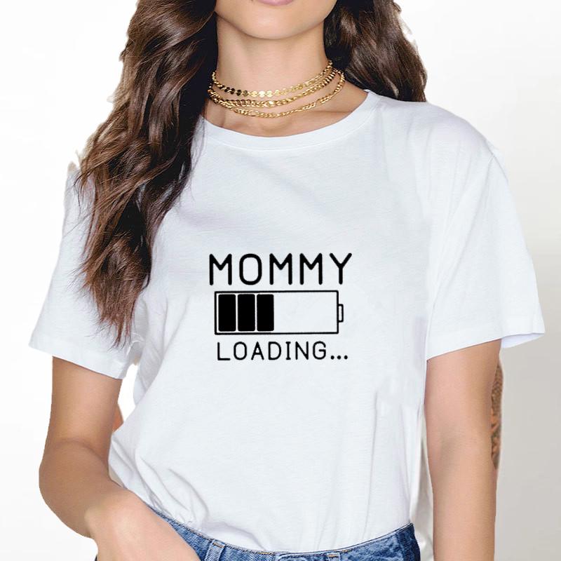 Mommy Daddy Loading Please Wait Cartoon Printed Tshirt Tops Couple Pregnant Announcement Camisetas Maternity Tshirt Family Tee