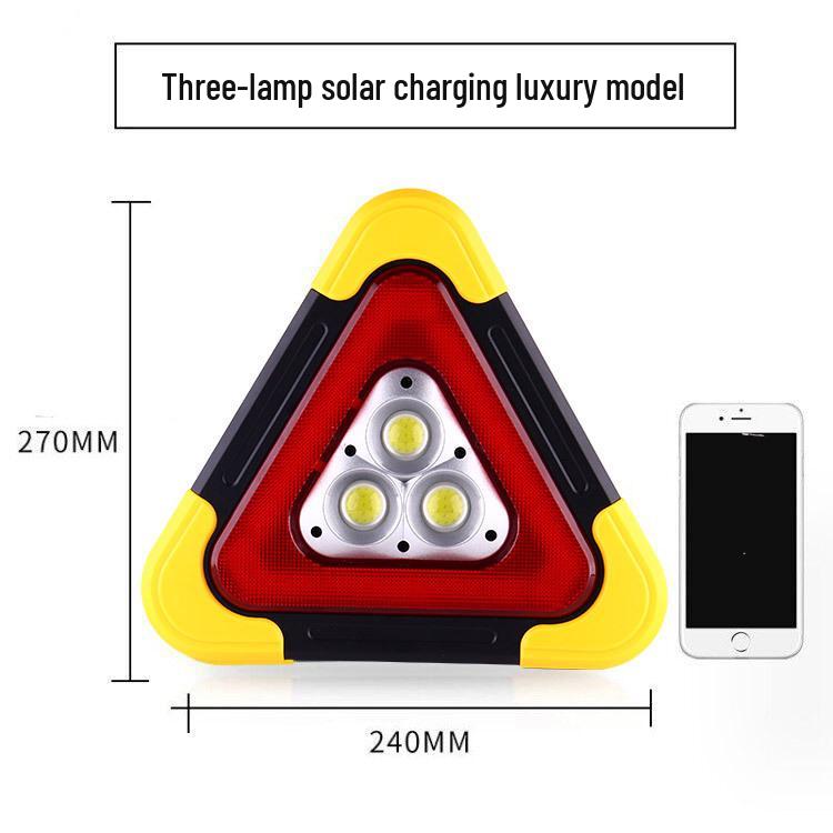 Solar-Powered Car Warning Triangle Light for Emergency Safety