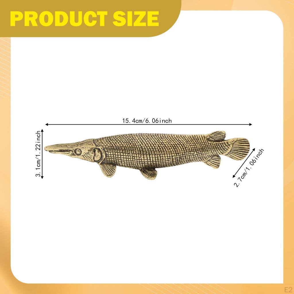 Gar Sculpture Vintage Gift Rustic Miniature Desktop Ornament Fish for Bedroom TV Stand