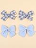 4 Stück/Set Niedliche karierte Schleife Haarspangen für Babymädchen Säuglinge Kinder Knotenhaar Einfarbig Blaue Schleife Haarspangen Haarklammern Haarschmuck