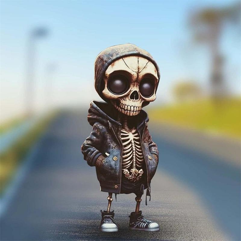 Skeleton Statue, Horror Movie Garden Dwarf, Halloween Skeleton Statue Decoration Set Cute Skeleton Resin Interior Decoration
