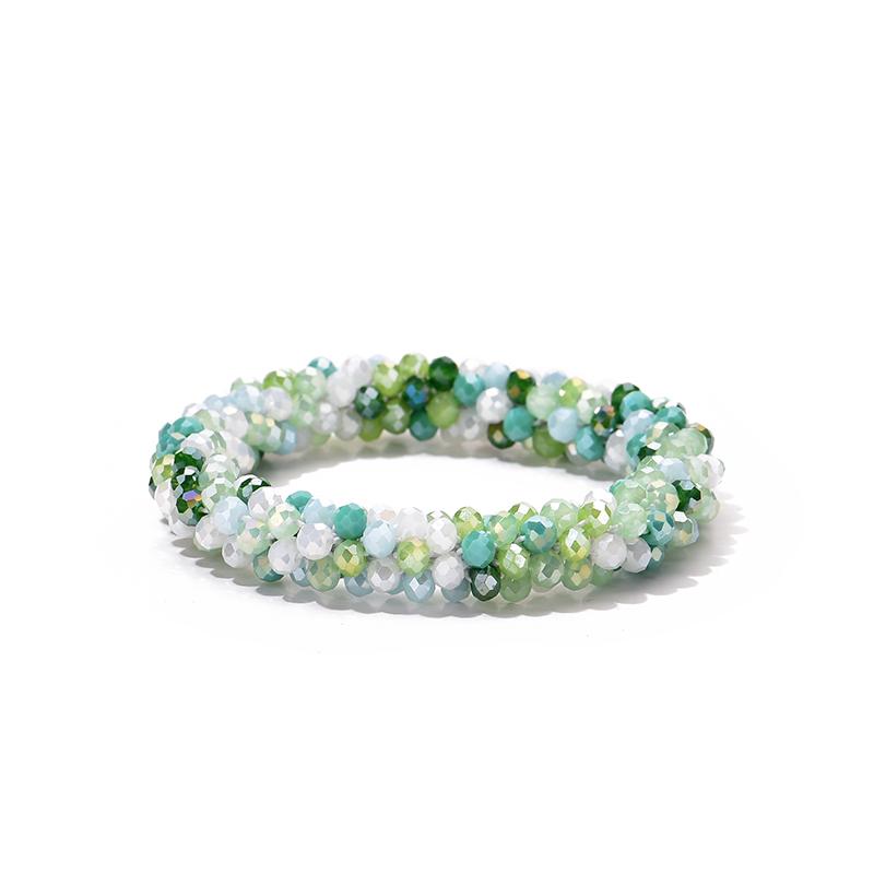 Multicolor Boho Elastic Bracelet Bangle For Women Vintage Rope Weave Handmade Glass Crystal Beads Stretch Bracelets Zircon Gift