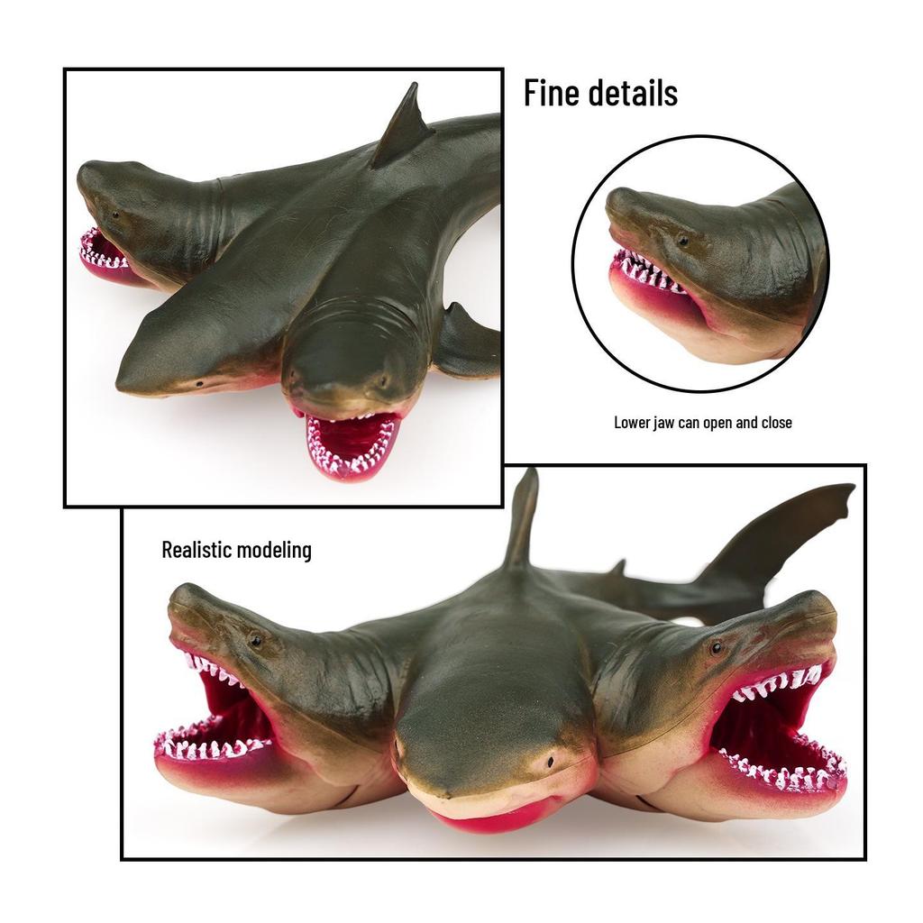 Three-Headed Shark Megalodon Model Toy for Kids