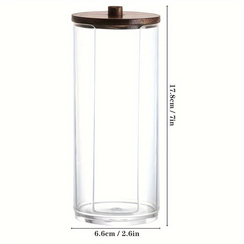 Clear Cotton Ball Pad Swabs Make Up Pads Dispenser Holder Organizer Container with Wood Lid Multifunction Bathroom Storage