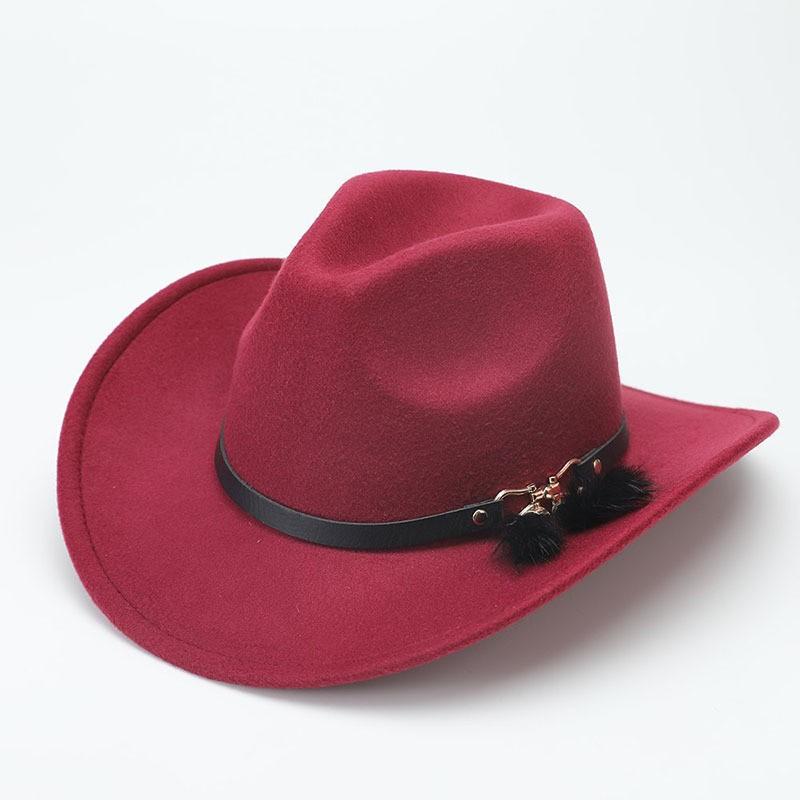 European and American suede warped edge western cowboy hat men and women outdoor curled brim ethnic style top hat felt hat