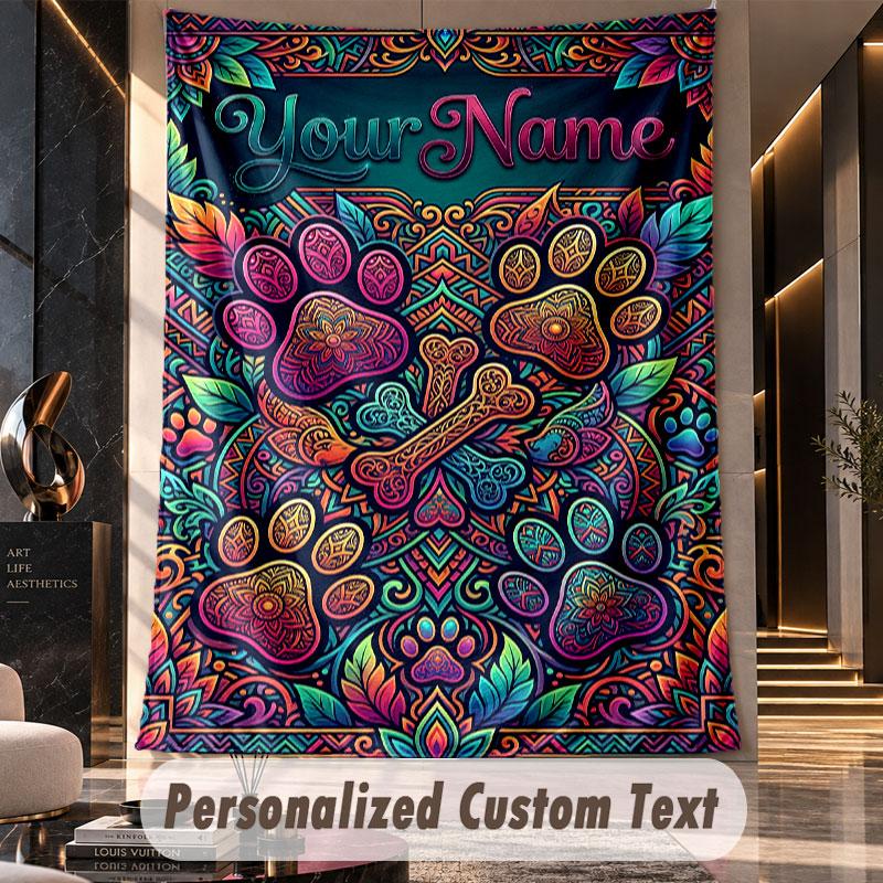 Mandala (5) Thema Individueller Wandteppich Personalisierter Benutzerdefinierter Name Text Wandbehang Teppich Heimdekoration Hintergrundtuch