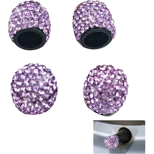 4PCS Rhinestone Tire Valve Caps, Tire Valve Caps, Car Accessories for Women, Anti-Corrosion, Shiny Decoration, AC-6-112 Suitable for All Kinds of