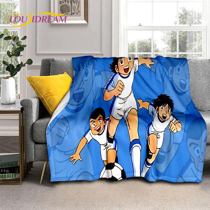 Cartoon Captain Tsubasa Fußball Weiche Flanelldecken, Überwurfdecke Bequeme Decke für Picknick Betten Sofa Zuhause Schlafzimmer Geschenke