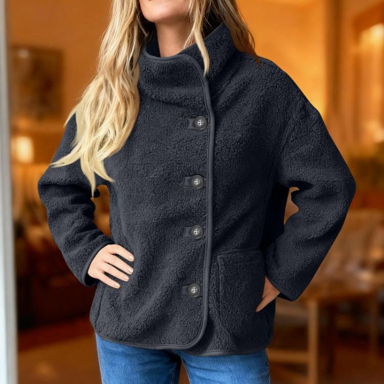 Long Sleeve Casual Lapel Jacket Coat for Women Single Breasted