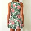 Sleeveless Tank Dress for Women with Leaf Print Casual Fit and Flare Style Lightweight Soft Fabric Summer Wear