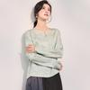 26mm Classic Round Neck Dark Pattern Jacquard Mulberry Silk Style T-shirt with Crown Wrinkle