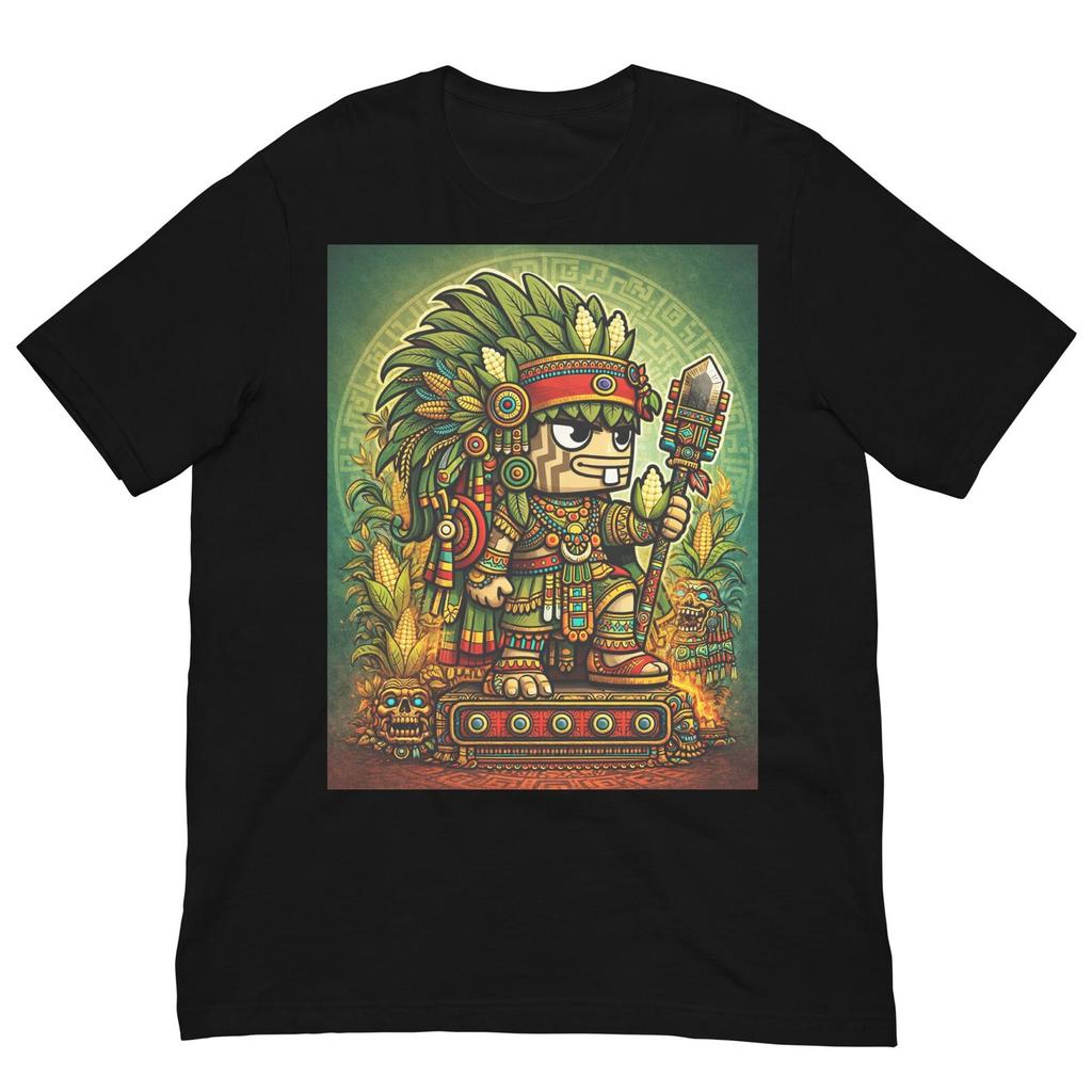 Funny Aztec Warrior Shirt, Mexican Cartoon Warrior Tee, Aztec Empire T-Shirt, Indigenous Mexico Art Shirt, Maize Warrior Graphic Tee