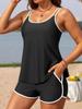 Damen Bedeckter Tankini Badeanzug Modischer Badeanzug mit Shorts, Zweiteiliges Bikini-Badebekleidungs-Set