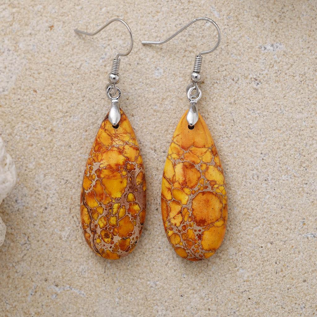 Luxury High Quality Natural Emperor Stone Water Drop Earrings Earrings European and American Popular Retro Jewelry
