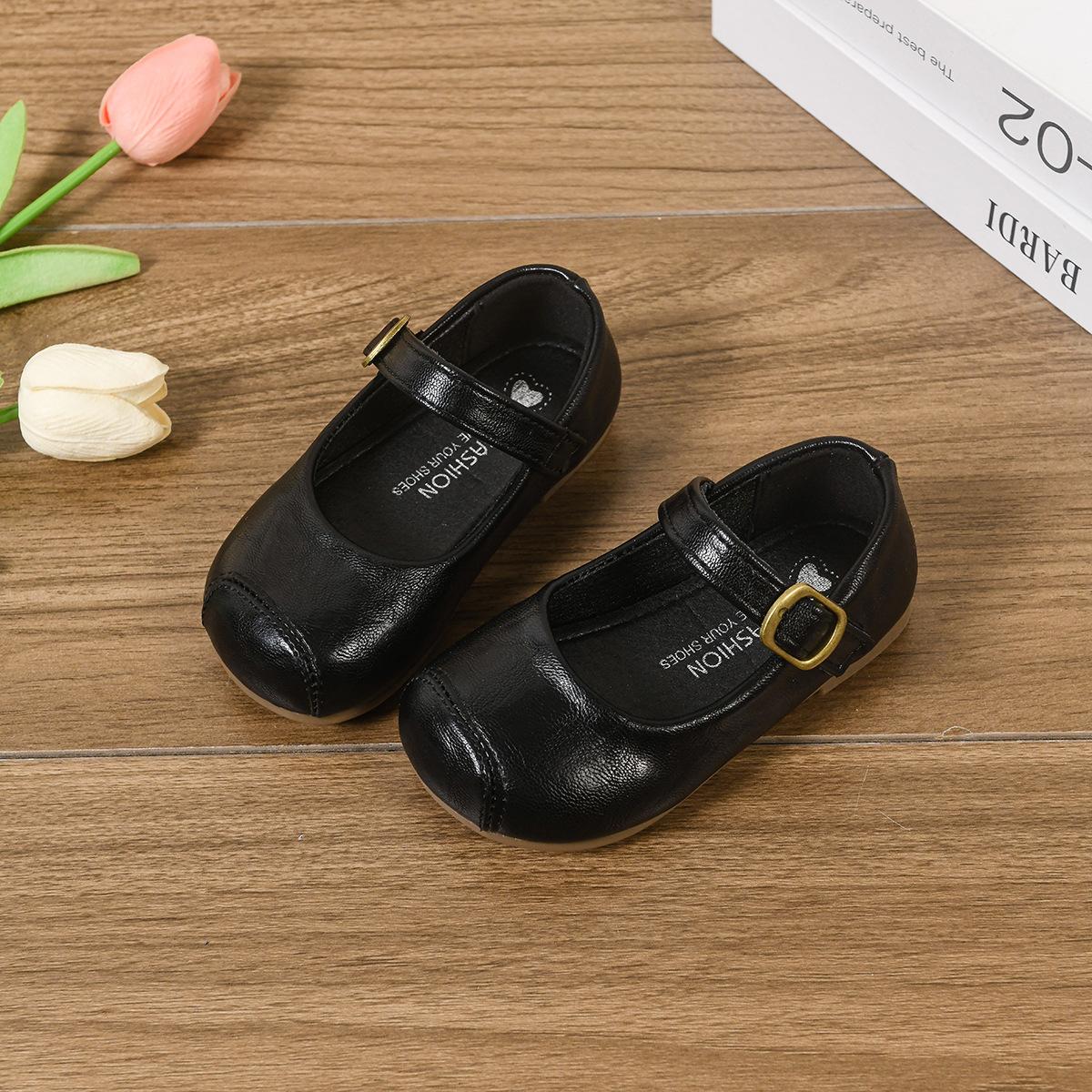 

[Spring Autumn Children Leather Shoes Girls Princess Soft Sole Black Fashionable Toddler Shoes] Size 30 чорний