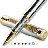 Scriveiner Premium Rollerball Pen with a 24K Gold Finish and Schmidt Ink Refill (Silver Chrome)