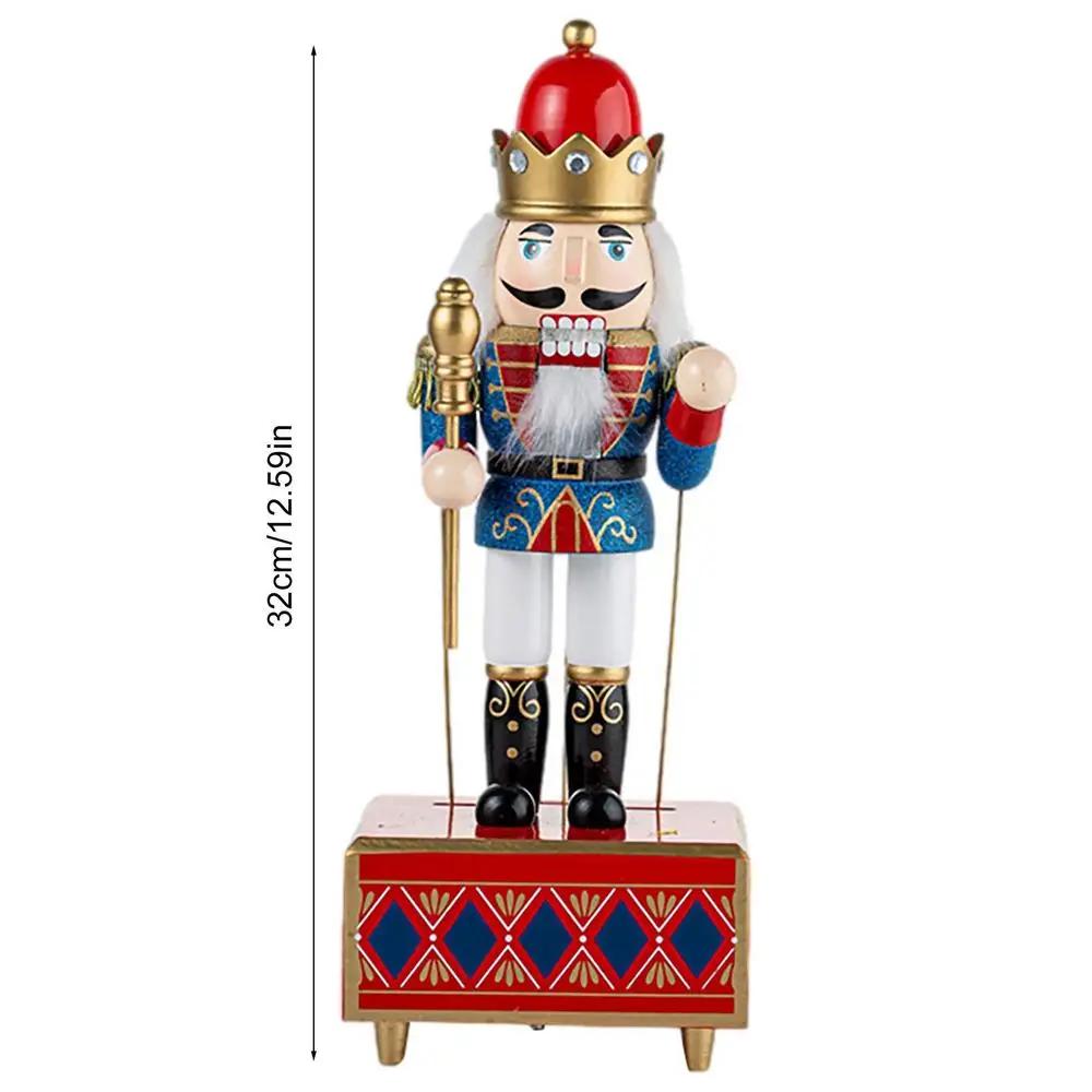 Christmas Ornaments Wooden Nutcracker Soldier Cartoon Character Music Box Home Tabletop Decoration Holiday Gifts