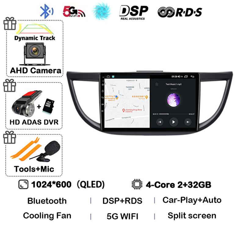 Android 14 Carplay For Honda CRV CR-V 2011 2015 2016 2017 2018 Car Radio Multimedia Video Player Navigation GPS Head Unit Stereo