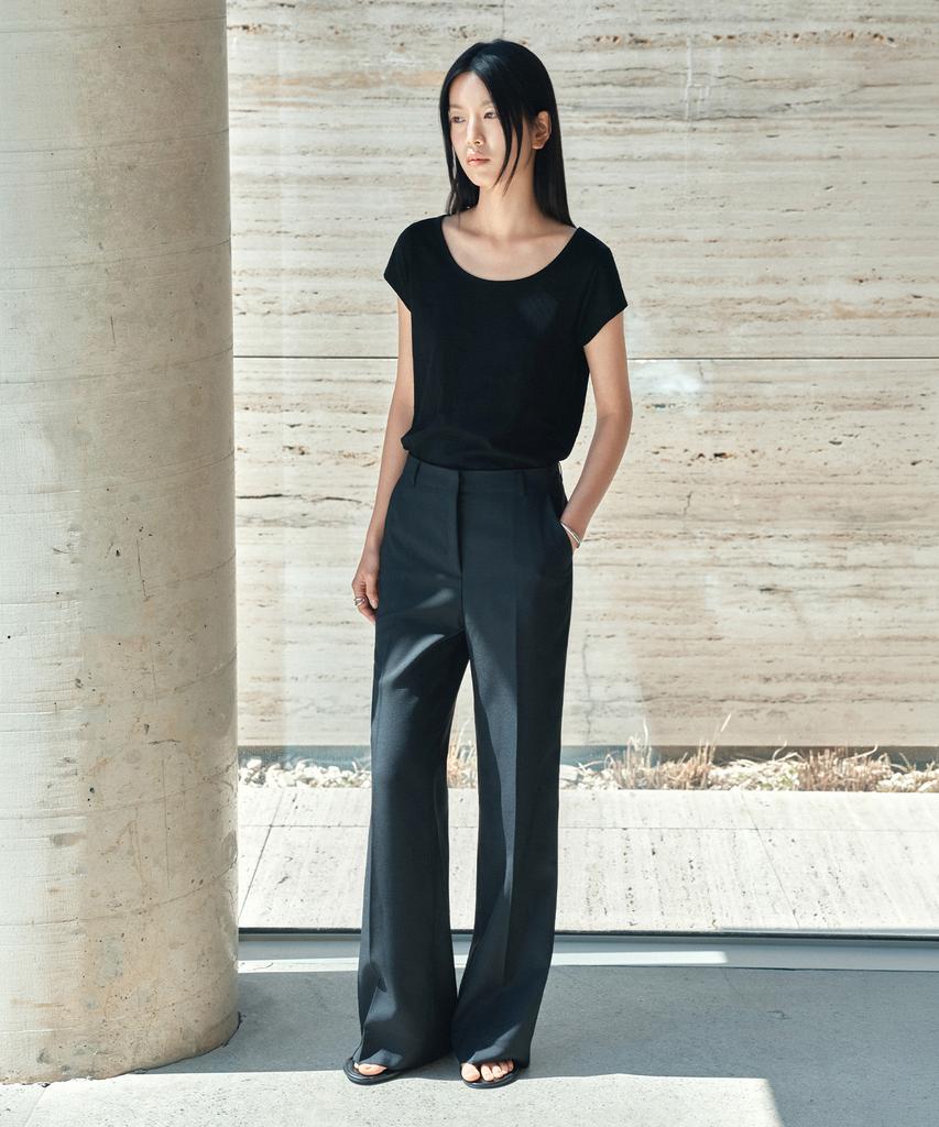 Siyajyu Sipt7202 Drape Bootcut Slacks_Black