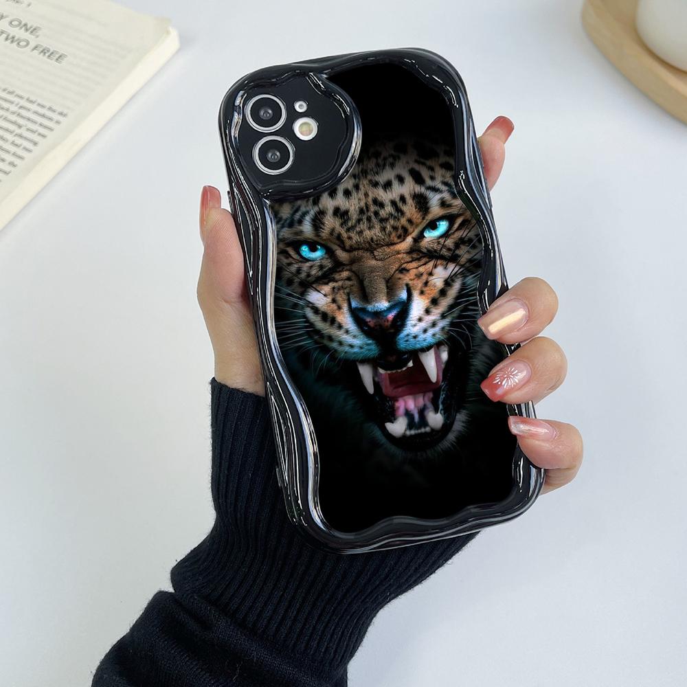 N96 Tiger Eyes Design Soft Wavy Phone Cases for Samsung A54 A34 A13 A14 S23 S24 Ultra Xiaomi Redmi Note 13 12C Realme Infinix Protective Bumper Cover