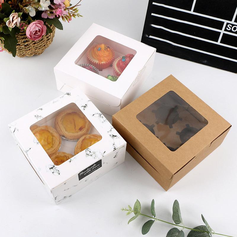 1PC Cupcake Muffin Pastry Packaging Box Gift Boxes 2/4/6 Hole Kraft Paper Box Cake Box Party Supplies